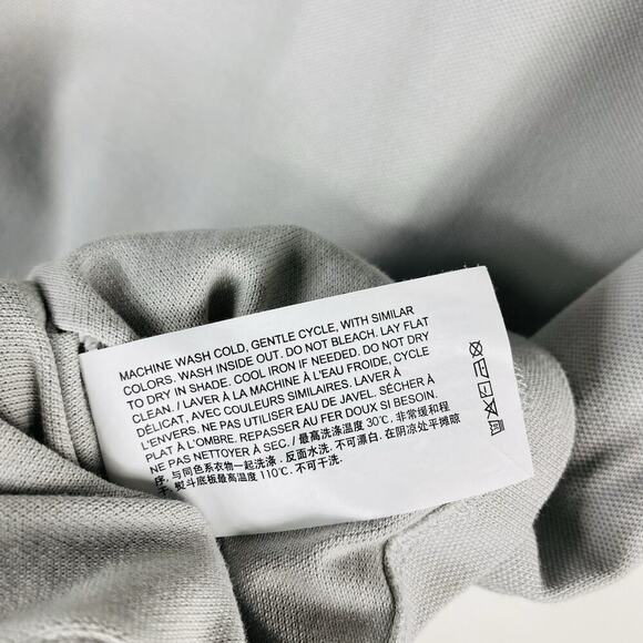 Theory Size Large Striped Collar Precise Polo Shirt Gray Short Sleeve Cotton - Picture 7 of 7